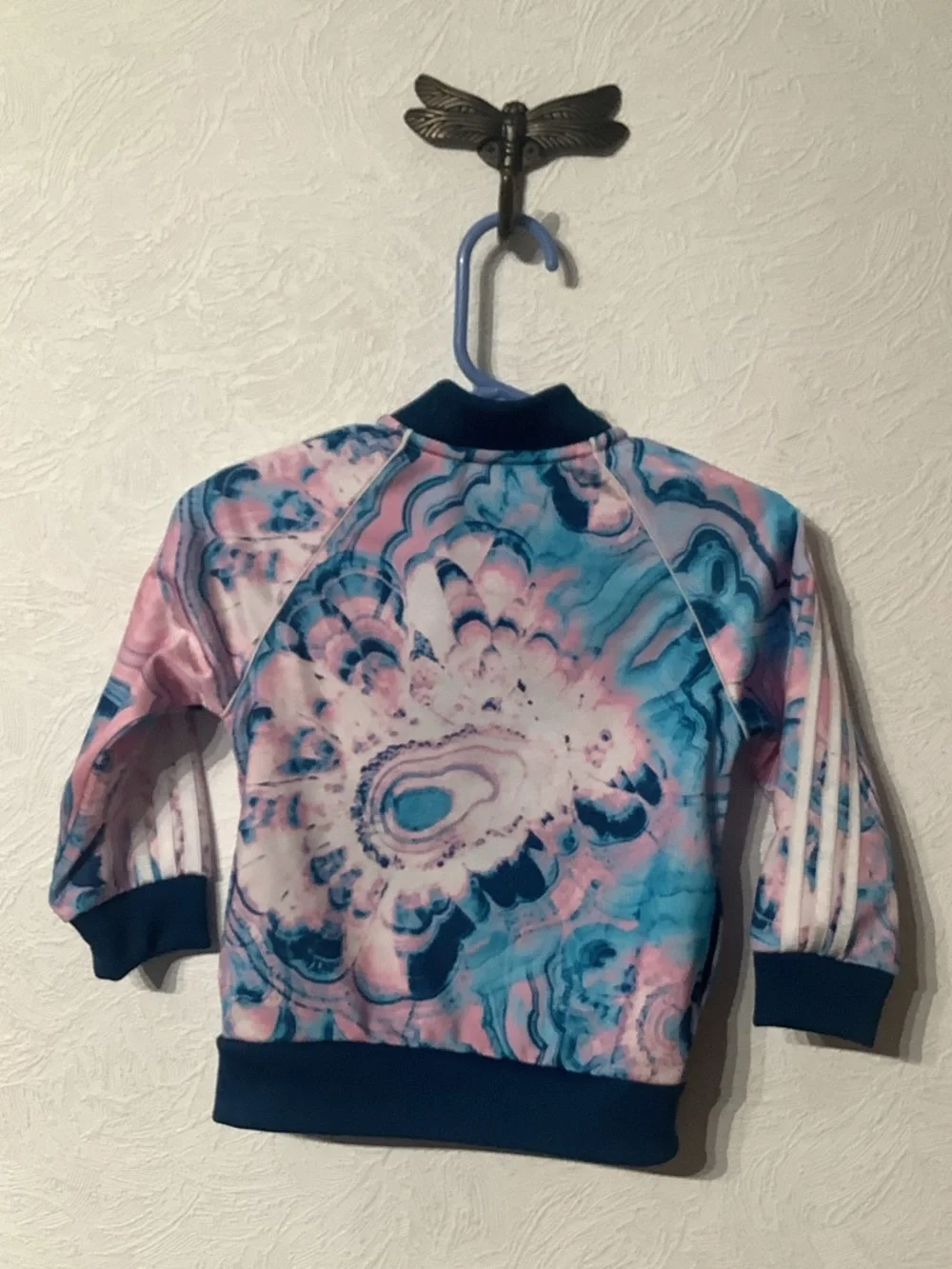 adidas - 12 months - Kids Marble-Print Track Jacket in Pink & Blue